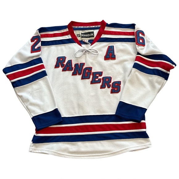 Reebok New York Rangers Martin Louis White Fight Strap Hockey